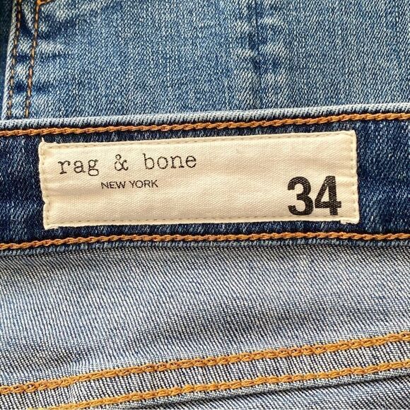 RAG & BONE Cate Mid Rise Ankle Skinny Mick hole Distressed Raw Hem Jeans Size 34 - Picture 5 of 10